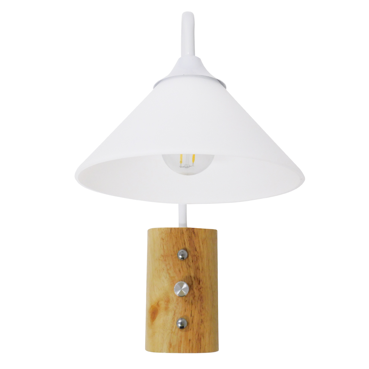 GloboStar® ALESSIA 01458 Μοντέρνο Επιτοίχιο Φωτιστικό Απλίκα Μονόφωτο 1 x E27 IP20 Λευκό Μέταλλο, Λευκό Γυαλί με Μπεζ Ξύλο - Μ18 x Π26 x Υ29cm