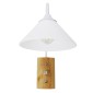 GloboStar® ALESSIA 01458 Μοντέρνο Επιτοίχιο Φωτιστικό Απλίκα Μονόφωτο 1 x E27 IP20 Λευκό Μέταλλο, Λευκό Γυαλί με Μπεζ Ξύλο - Μ18 x Π26 x Υ29cm