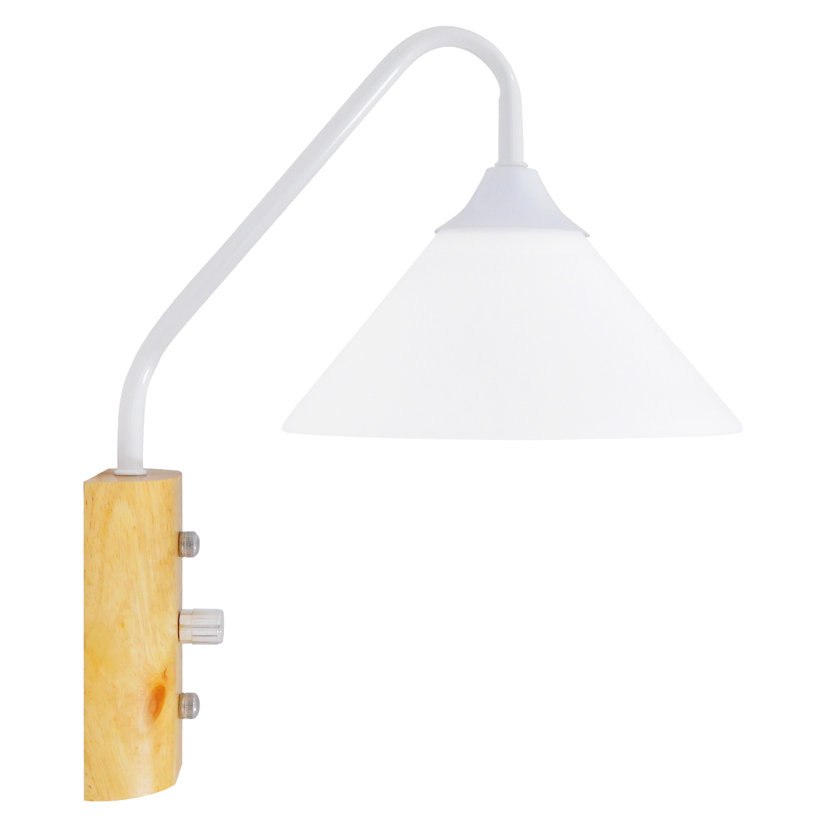 GloboStar® ALESSIA 01458 Μοντέρνο Επιτοίχιο Φωτιστικό Απλίκα Μονόφωτο 1 x E27 IP20 Λευκό Μέταλλο, Λευκό Γυαλί με Μπεζ Ξύλο - Μ18 x Π26 x Υ29cm