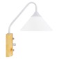 GloboStar® ALESSIA 01458 Μοντέρνο Επιτοίχιο Φωτιστικό Απλίκα Μονόφωτο 1 x E27 IP20 Λευκό Μέταλλο, Λευκό Γυαλί με Μπεζ Ξύλο - Μ18 x Π26 x Υ29cm