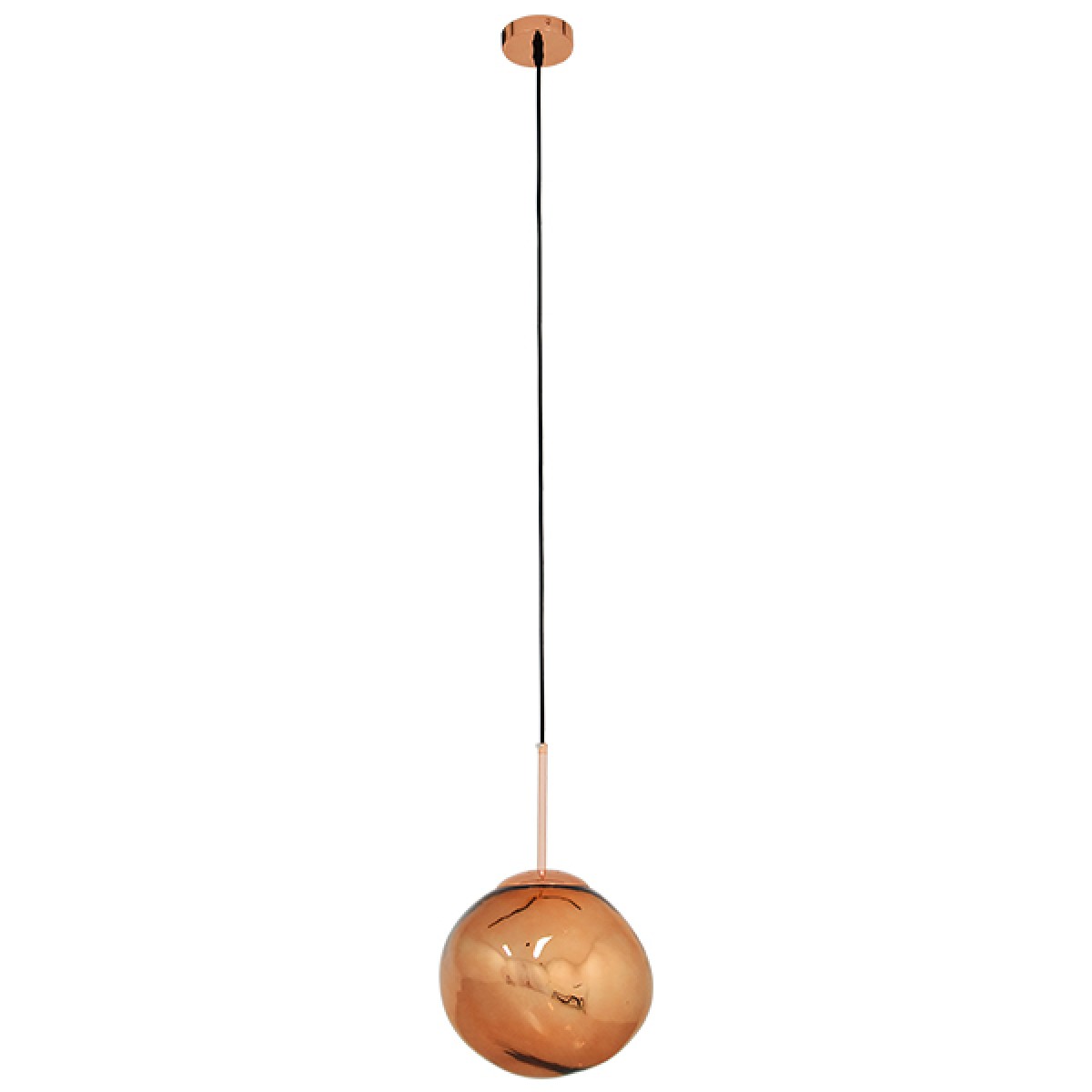 GloboStar® DIXAR 01461 Μοντέρνο Κρεμαστό Φωτιστικό Μπάλα Μονόφωτο 1 x E27 IP20 Χάλκινο Γυαλί - Μ28 x Π28 x Υ40cm