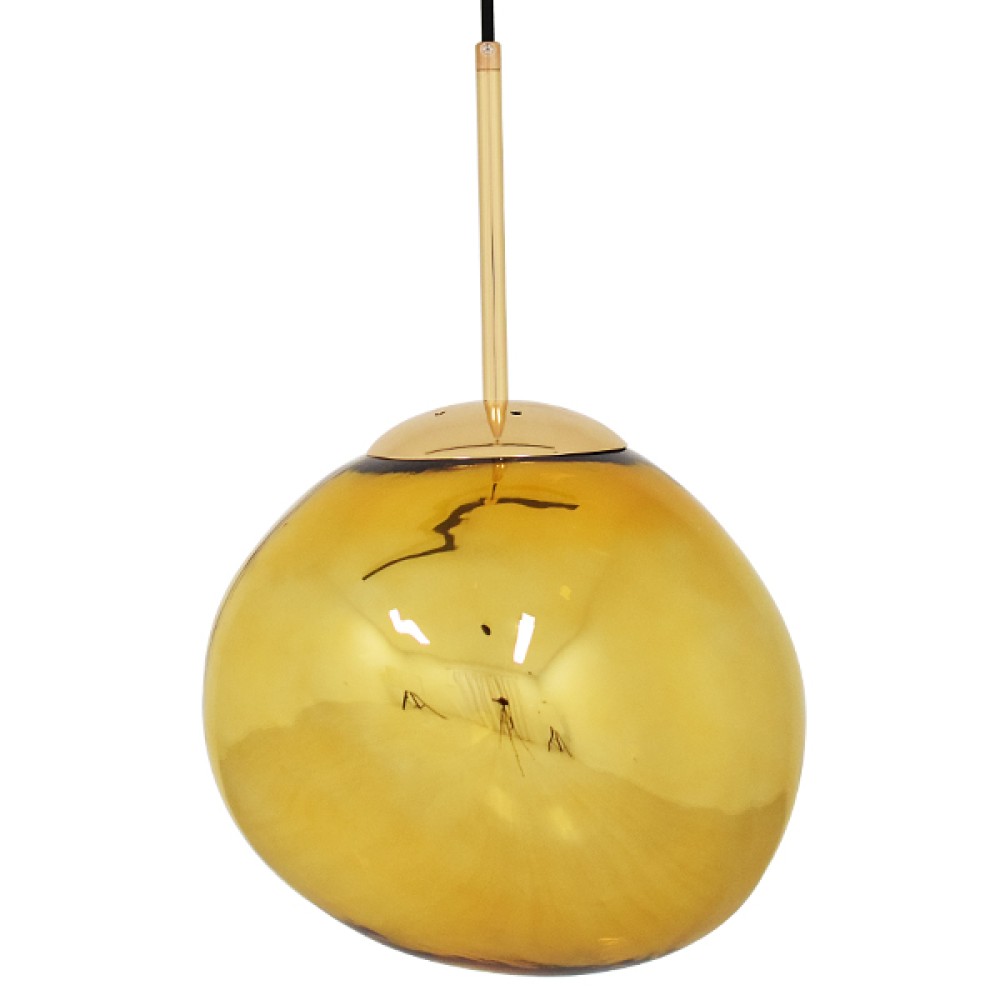 GloboStar® DIXAR 01462 Μοντέρνο Κρεμαστό Φωτιστικό Μπάλα Μονόφωτο 1 x E27 IP20 Χρυσό Γυαλί - Μ28 x Π28 x Υ40cm