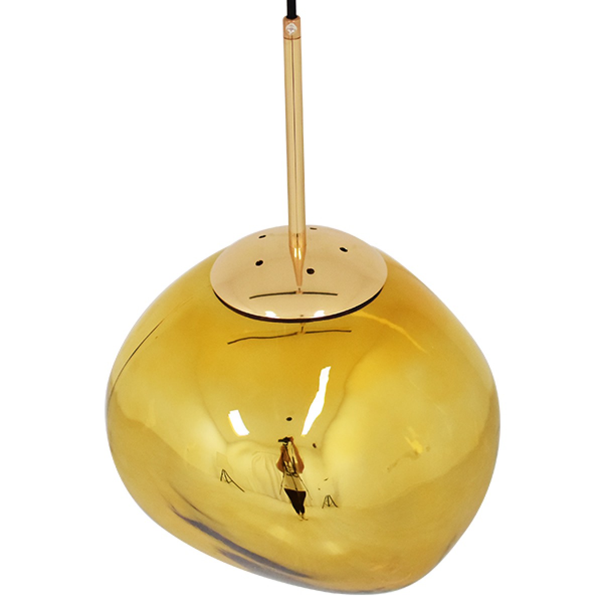 GloboStar® DIXAR 01462 Μοντέρνο Κρεμαστό Φωτιστικό Μπάλα Μονόφωτο 1 x E27 IP20 Χρυσό Γυαλί - Μ28 x Π28 x Υ40cm
