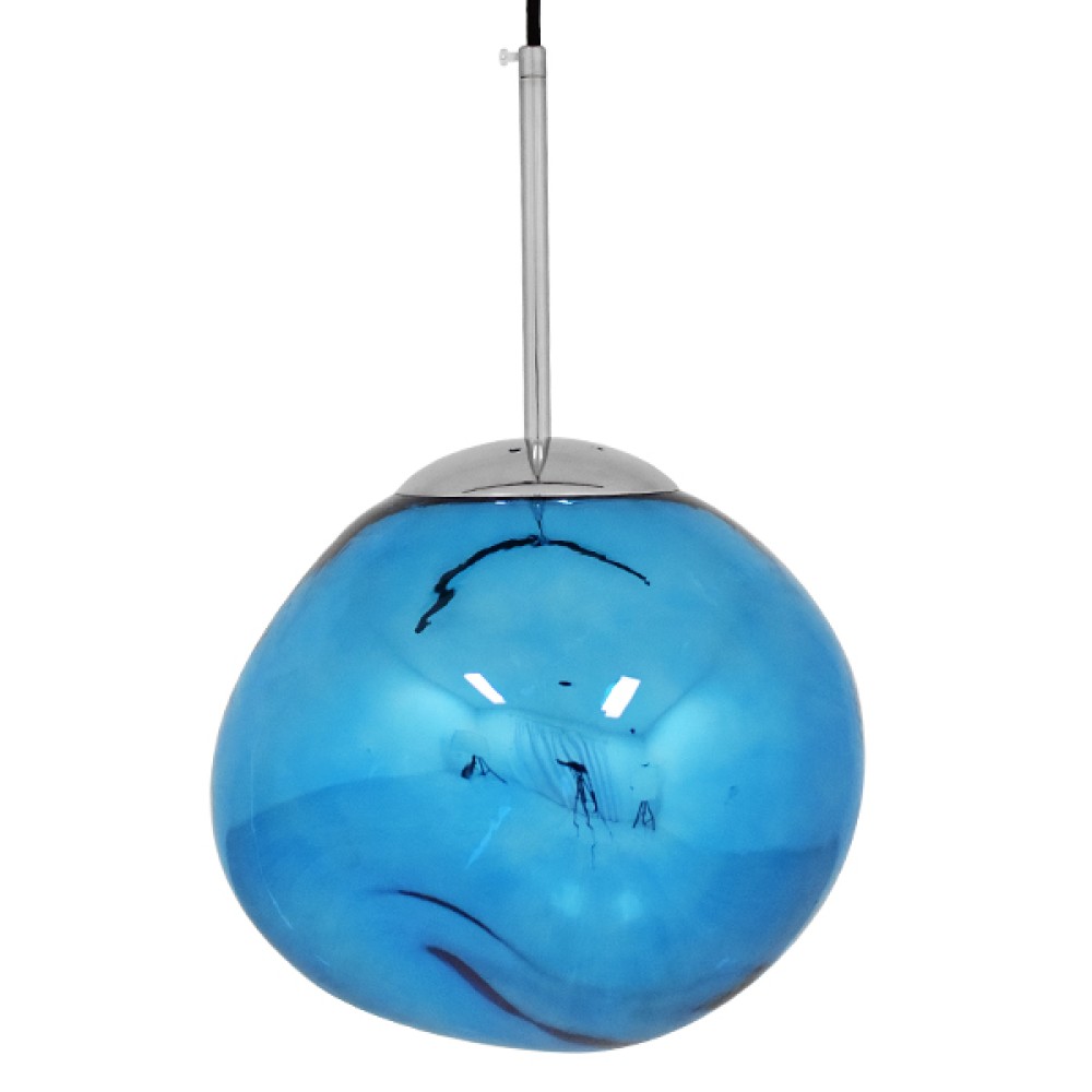 GloboStar® DIXAR 01463 Μοντέρνο Κρεμαστό Φωτιστικό Μπάλα Μονόφωτο 1 x E27 IP20 Μπλε Γυαλί - Μ28 x Π28 x Υ40cm
