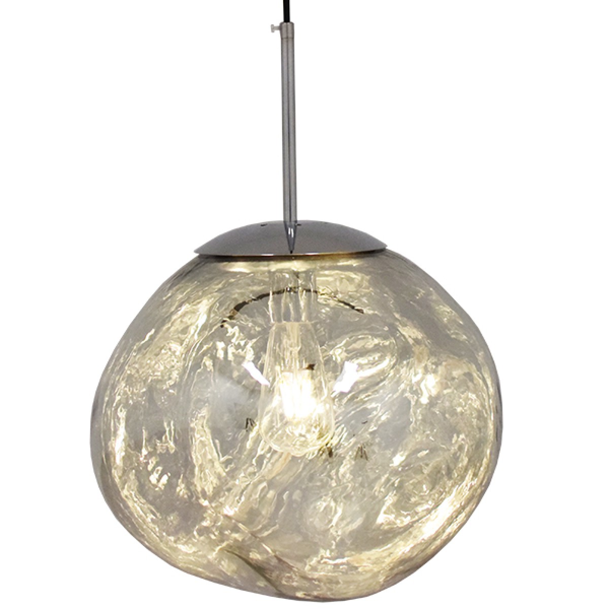 GloboStar® DIXAR 01464 Μοντέρνο Κρεμαστό Φωτιστικό Μπάλα Μονόφωτο 1 x E27 IP20 Ασημί Γυαλί - Μ36 x Π36 x Υ45cm