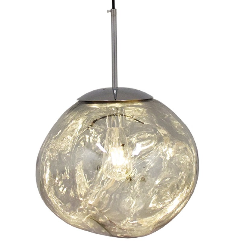 GloboStar® DIXAR 01464 Μοντέρνο Κρεμαστό Φωτιστικό Μπάλα Μονόφωτο 1 x E27 IP20 Ασημί Γυαλί - Μ36 x Π36 x Υ45cm
