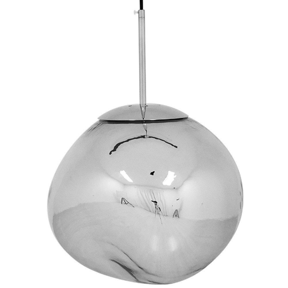 GloboStar® DIXAR 01464 Μοντέρνο Κρεμαστό Φωτιστικό Μπάλα Μονόφωτο 1 x E27 IP20 Ασημί Γυαλί - Μ36 x Π36 x Υ45cm
