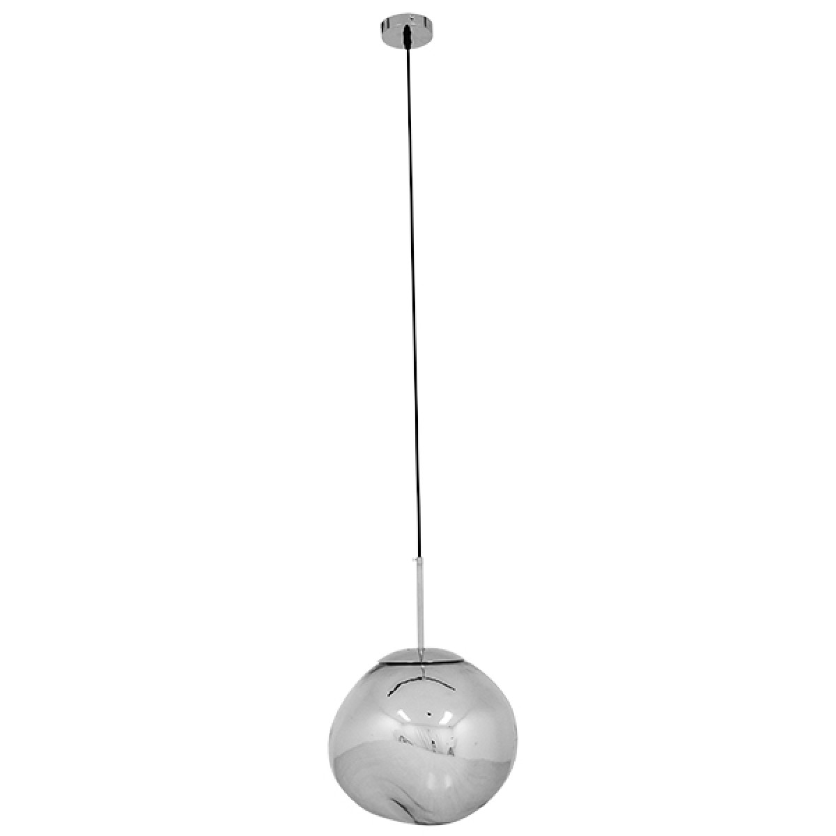 GloboStar® DIXAR 01464 Μοντέρνο Κρεμαστό Φωτιστικό Μπάλα Μονόφωτο 1 x E27 IP20 Ασημί Γυαλί - Μ36 x Π36 x Υ45cm