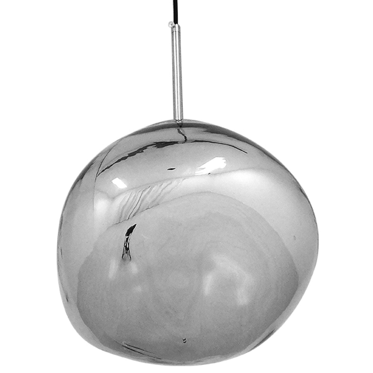 GloboStar® DIXAR 01464 Μοντέρνο Κρεμαστό Φωτιστικό Μπάλα Μονόφωτο 1 x E27 IP20 Ασημί Γυαλί - Μ36 x Π36 x Υ45cm