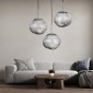 GloboStar® DIXAR 01464 Μοντέρνο Κρεμαστό Φωτιστικό Μπάλα Μονόφωτο 1 x E27 IP20 Ασημί Γυαλί - Μ36 x Π36 x Υ45cm