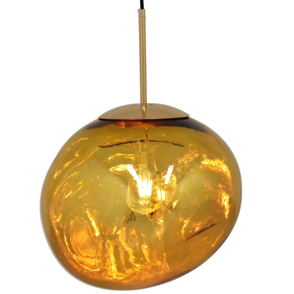 GloboStar® DIXAR 01466 Μοντέρνο Κρεμαστό Φωτιστικό Μπάλα Μονόφωτο 1 x E27 IP20 Χρυσό Γυαλί - Μ36 x Π36 x Υ45cm
