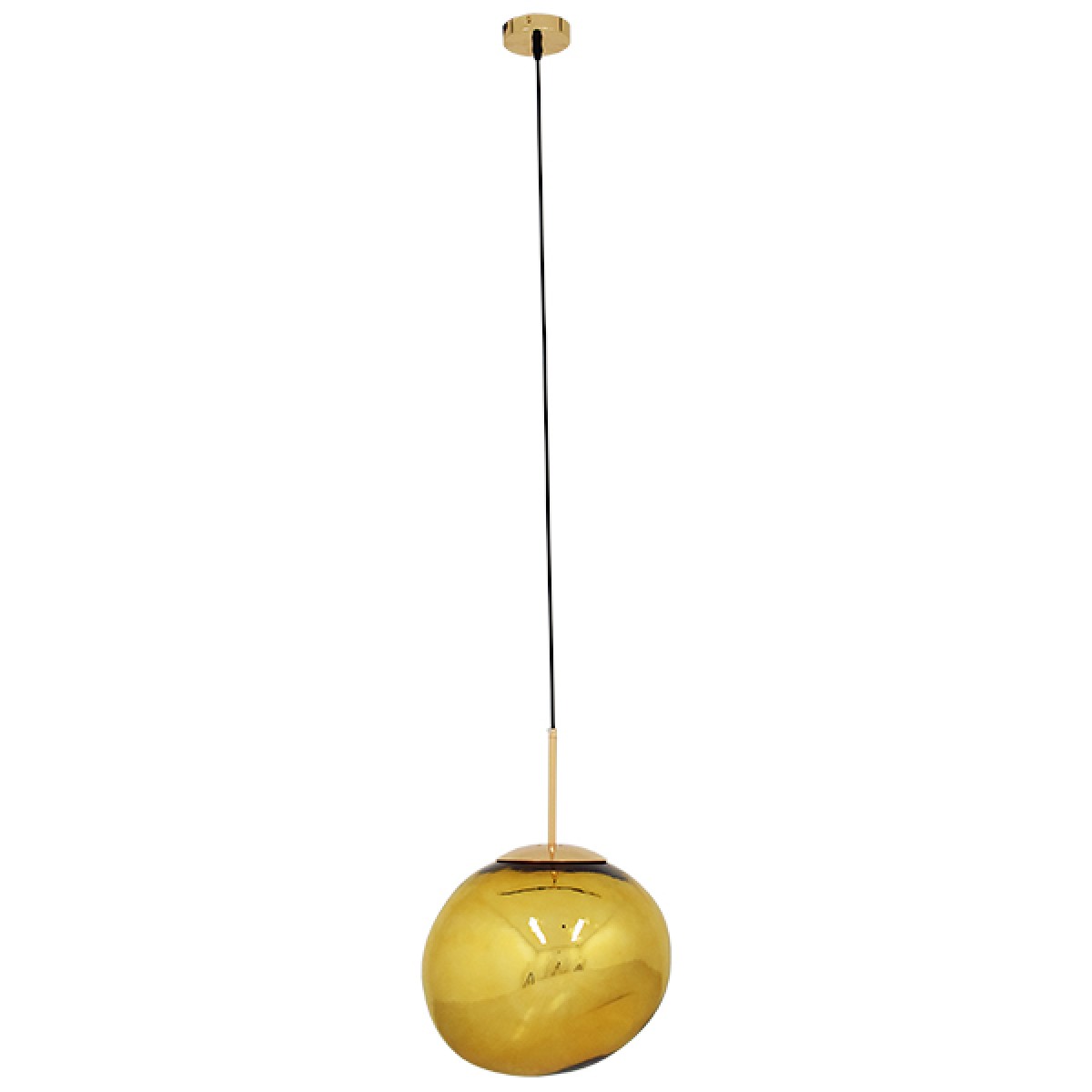 GloboStar® DIXAR 01466 Μοντέρνο Κρεμαστό Φωτιστικό Μπάλα Μονόφωτο 1 x E27 IP20 Χρυσό Γυαλί - Μ36 x Π36 x Υ45cm
