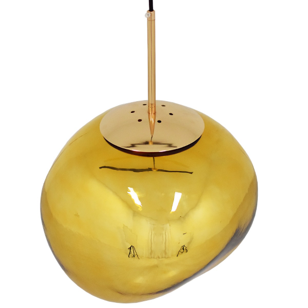 GloboStar® DIXAR 01466 Μοντέρνο Κρεμαστό Φωτιστικό Μπάλα Μονόφωτο 1 x E27 IP20 Χρυσό Γυαλί - Μ36 x Π36 x Υ45cm