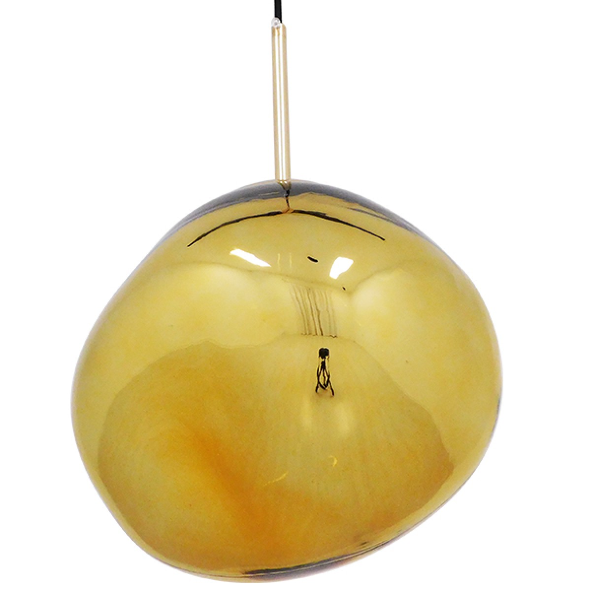 GloboStar® DIXAR 01466 Μοντέρνο Κρεμαστό Φωτιστικό Μπάλα Μονόφωτο 1 x E27 IP20 Χρυσό Γυαλί - Μ36 x Π36 x Υ45cm