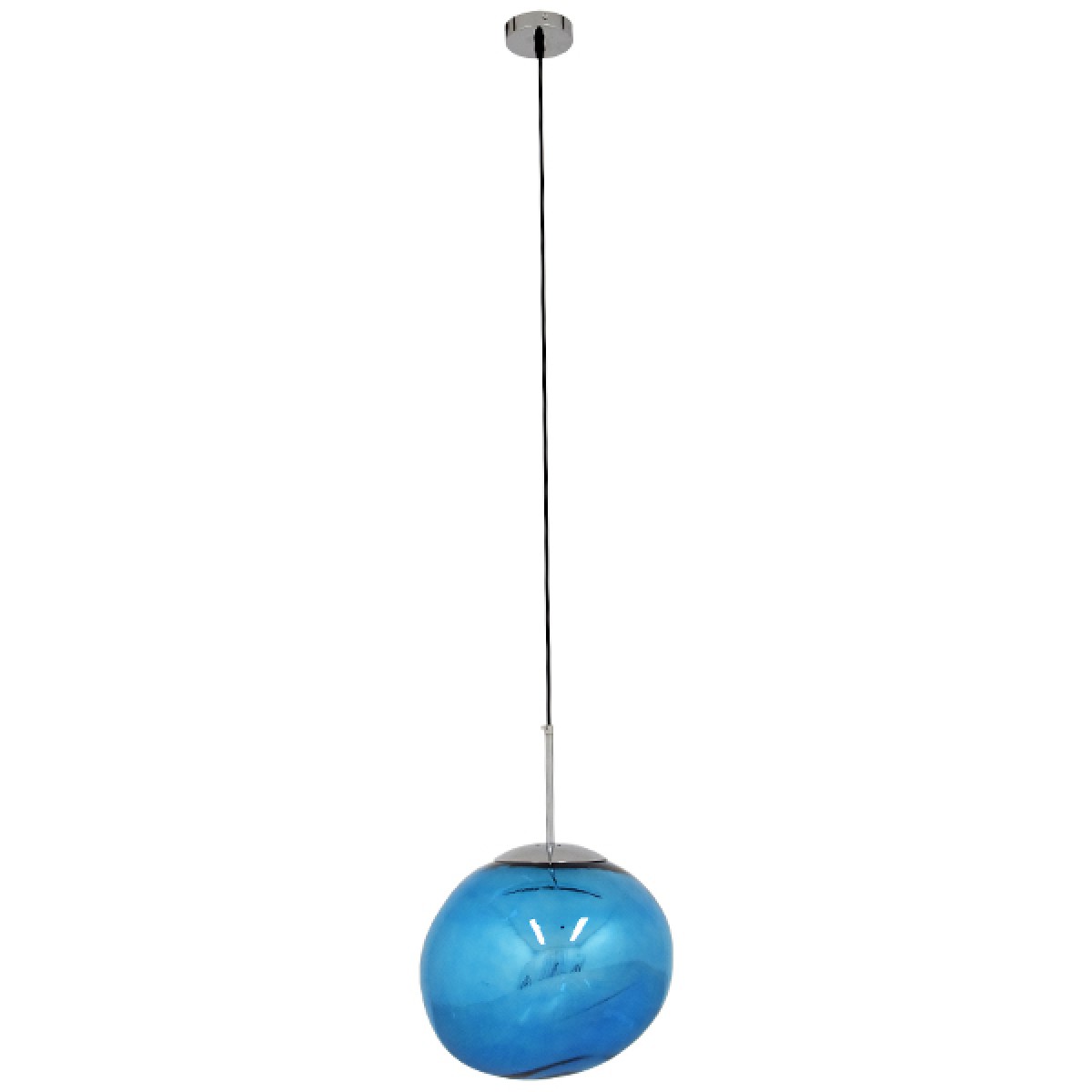 GloboStar® DIXAR 01467 Μοντέρνο Κρεμαστό Φωτιστικό Μπάλα Μονόφωτο 1 x E27 IP20 Μπλε Γυαλί - Μ36 x Π36 x Υ45cm