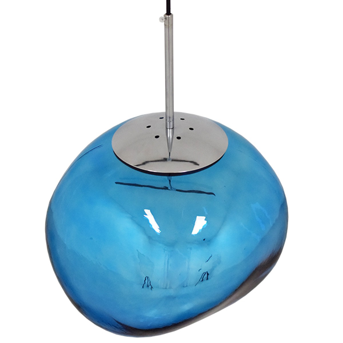GloboStar® DIXAR 01467 Μοντέρνο Κρεμαστό Φωτιστικό Μπάλα Μονόφωτο 1 x E27 IP20 Μπλε Γυαλί - Μ36 x Π36 x Υ45cm