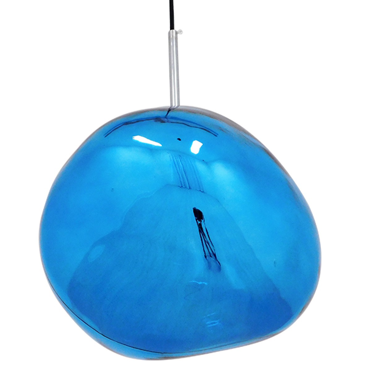 GloboStar® DIXAR 01467 Μοντέρνο Κρεμαστό Φωτιστικό Μπάλα Μονόφωτο 1 x E27 IP20 Μπλε Γυαλί - Μ36 x Π36 x Υ45cm