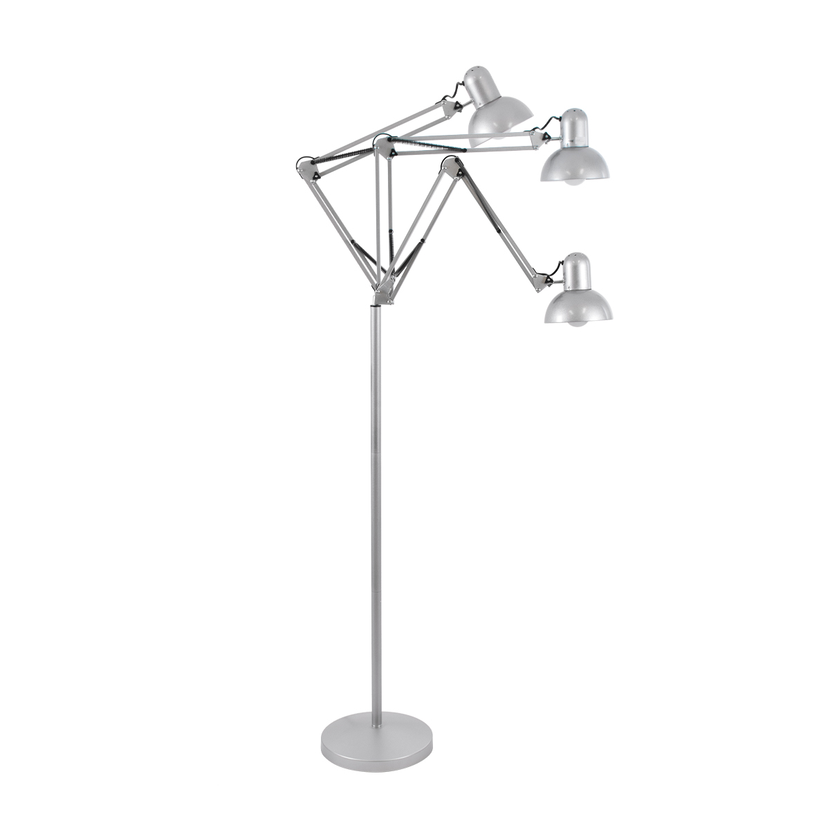 GloboStar® AUDREY 01469 Vintage Επιδαπέδιο Φωτιστικό Μονόφωτο 1 x E27 IP20 Ασημί Μέταλλο - Μ15 x Π15 x Υ190cm