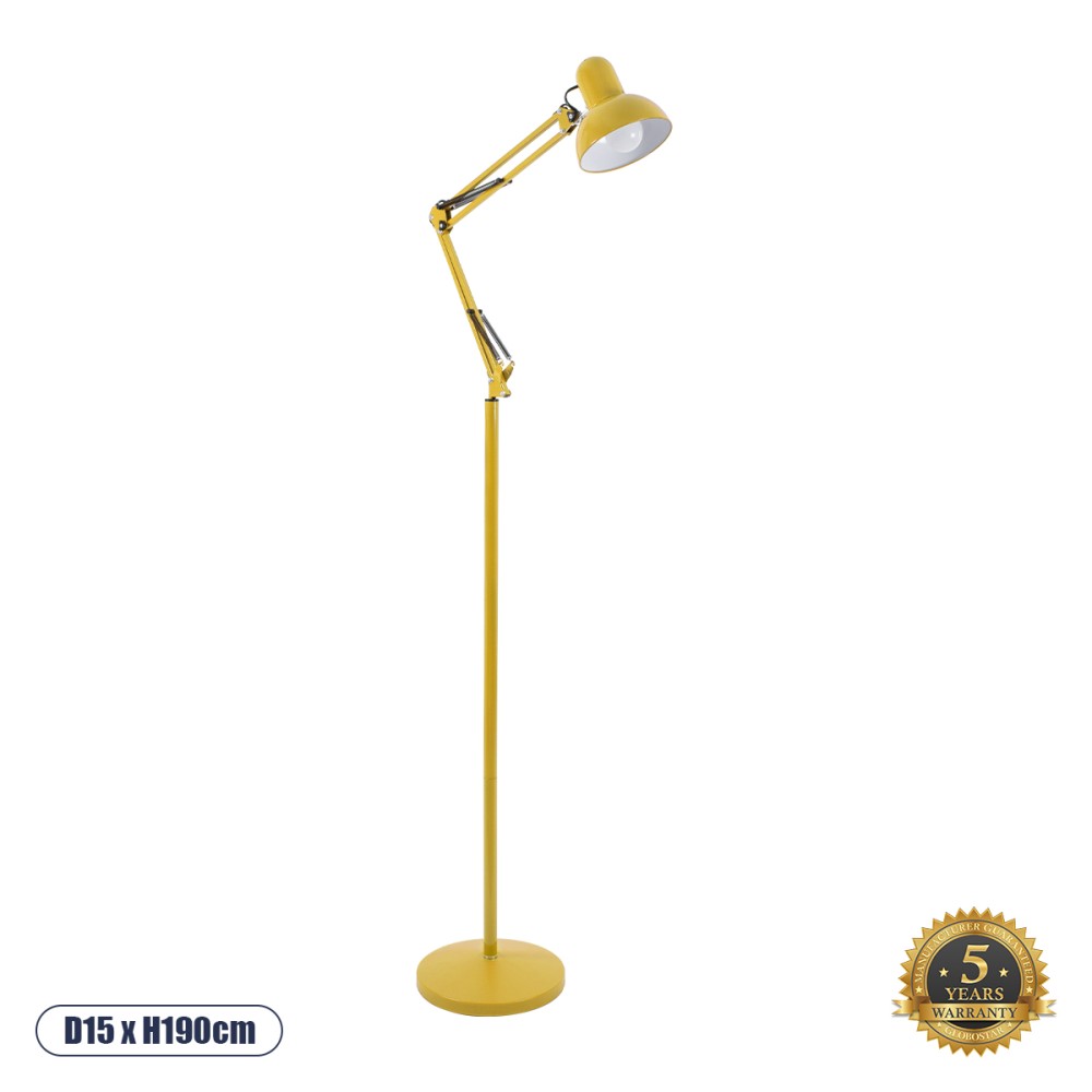 GLOBOSTAR® AUDREY 01472 Μοντέρνο Επιδαπέδιο Φωτιστικό με Ντουί 1 x E27 AC 220-240V IP20 - Κίτρινο - Μ15 x Π15 x Υ190cm
