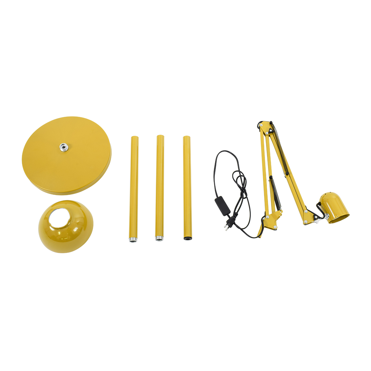 GloboStar® AUDREY 01472 Μοντέρνο Επιδαπέδιο Φωτιστικό Μονόφωτο 1 x E27 IP20 Κίτρινο Αλουμίνιο - Μ15 x Π15 x Υ190cm
