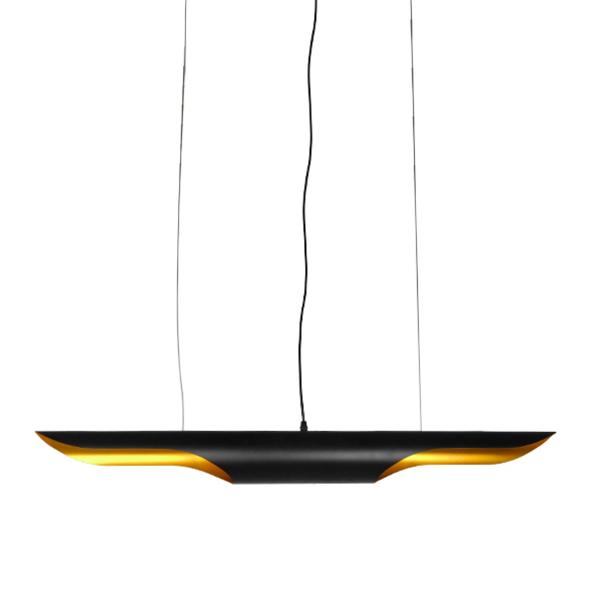 GloboStar® ESTERINA 01473 Μοντέρνο Κρεμαστό Φωτιστικό Ανάρτηση Δίφωτο 2 x E27 IP20 Μαύρο & Χρυσό Μέταλλο - Μ100 x Π10 x Y10cm