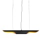 GloboStar® ESTERINA 01473 Μοντέρνο Κρεμαστό Φωτιστικό Ανάρτηση Δίφωτο 2 x E27 IP20 Μαύρο & Χρυσό Μέταλλο - Μ100 x Π10 x Y10cm