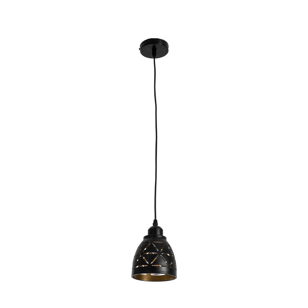 GloboStar® COOLIE 01475 Μοντέρνο Κρεμαστό Φωτιστικό Μονόφωτο Καμπάνα 1 x E27 IP20 Μαύρο & Χρυσό Μέταλλο - Μ13 x Π13 x Υ14cm
