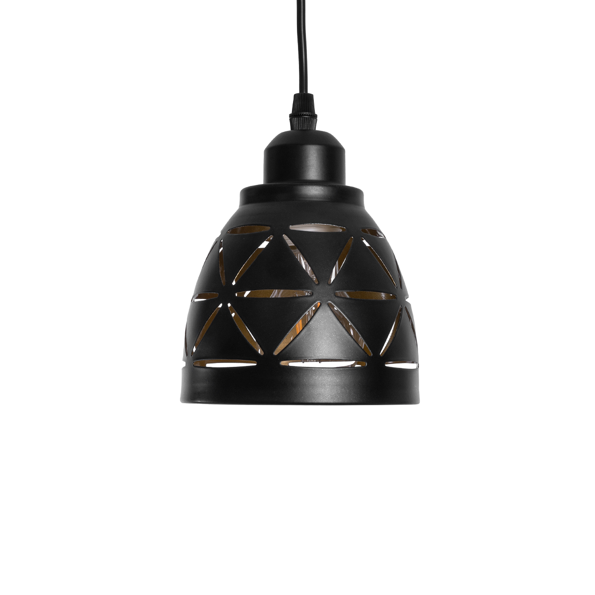 GloboStar® COOLIE 01475 Μοντέρνο Κρεμαστό Φωτιστικό Μονόφωτο Καμπάνα 1 x E27 IP20 Μαύρο & Χρυσό Μέταλλο - Μ13 x Π13 x Υ14cm