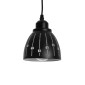 GloboStar® COOLIE 01476 Μοντέρνο Κρεμαστό Φωτιστικό Μονόφωτο Καμπάνα 1 x E27 IP20 Μαύρο & Ασημί Μέταλλο - Μ12.5 x Π12.5 x Υ11.5cm