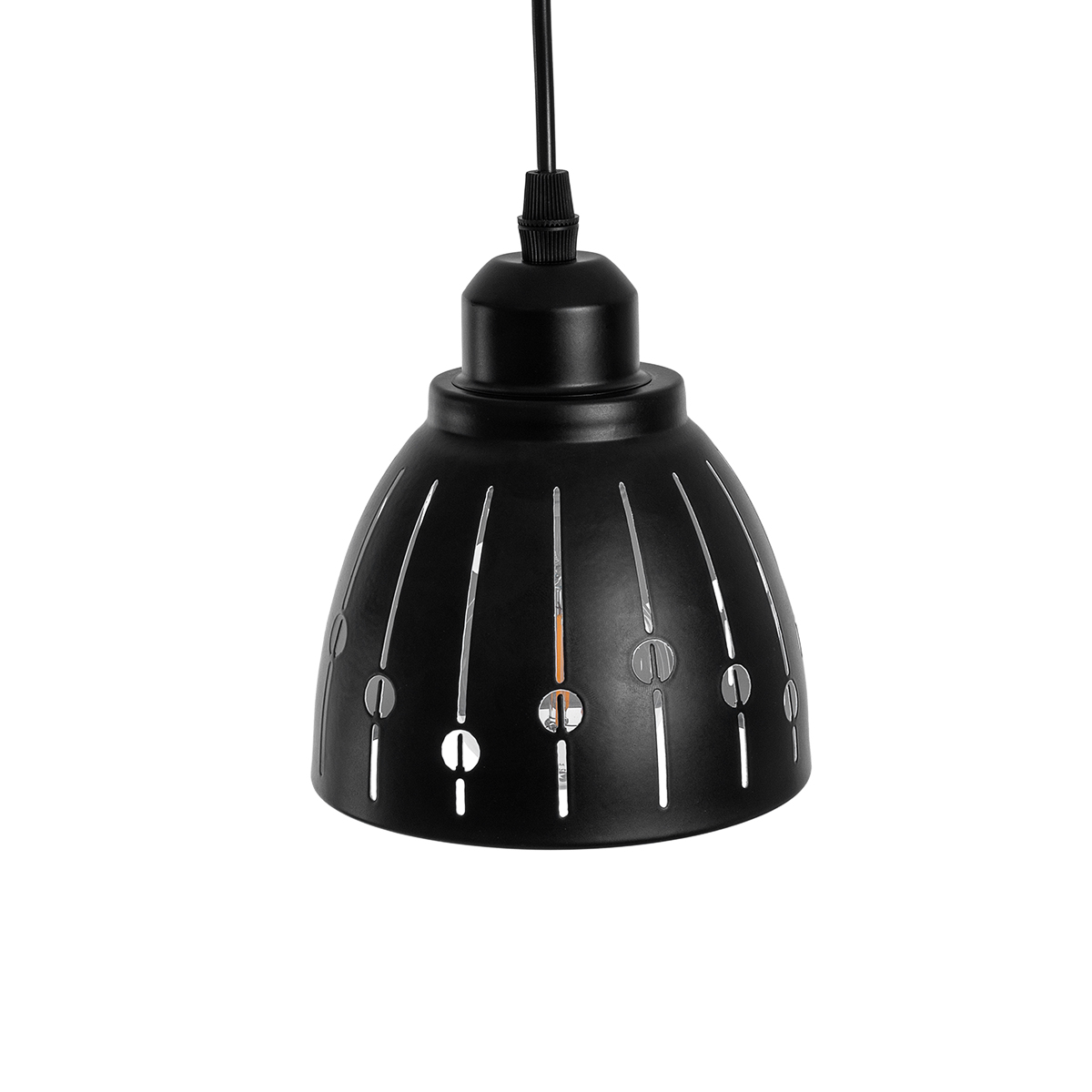 GloboStar® COOLIE 01476 Μοντέρνο Κρεμαστό Φωτιστικό Μονόφωτο Καμπάνα 1 x E27 IP20 Μαύρο & Ασημί Μέταλλο - Μ12.5 x Π12.5 x Υ11.5cm