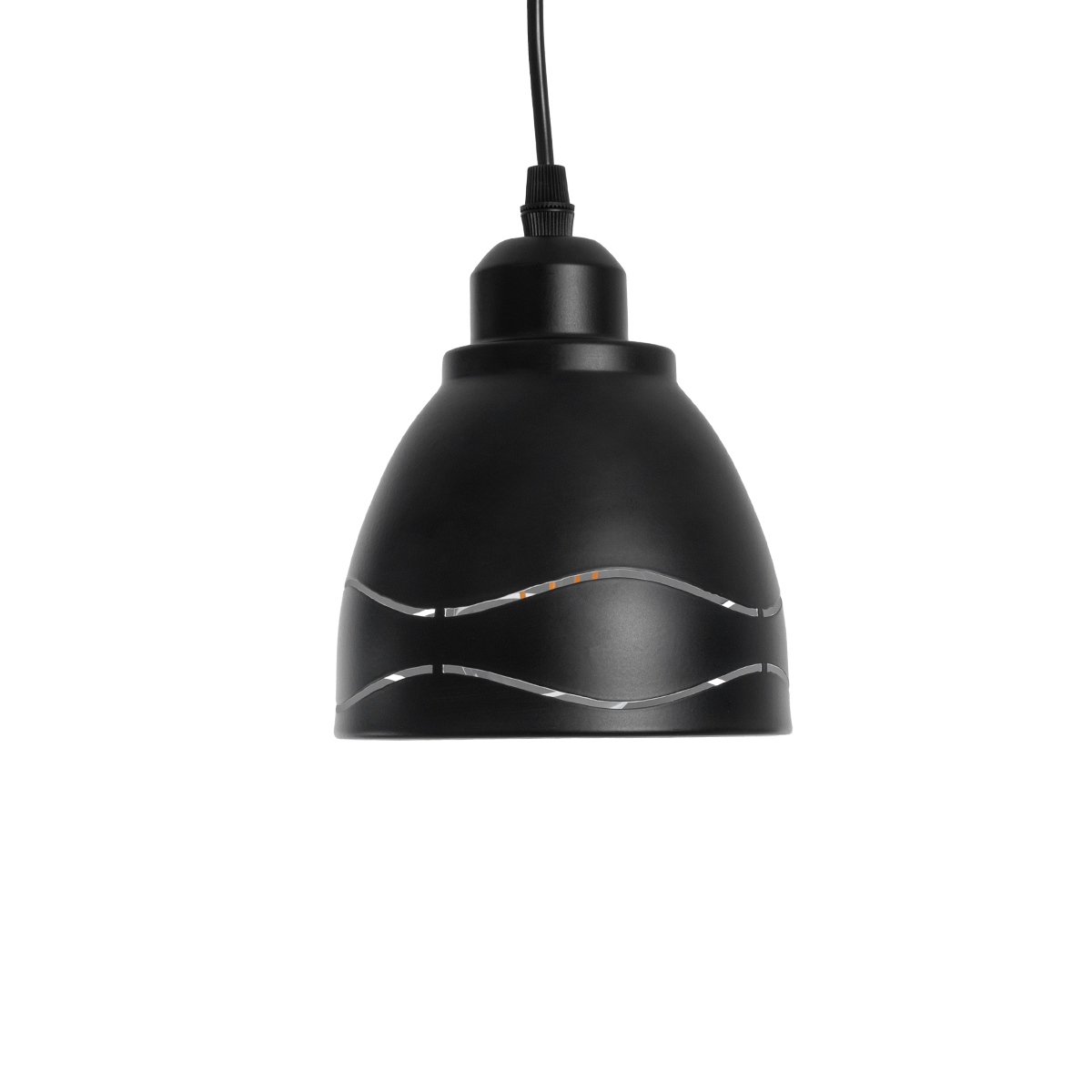 GloboStar® COOLIE 01477 Μοντέρνο Κρεμαστό Φωτιστικό Μονόφωτο Καμπάνα 1 x E27 IP20 Μαύρο & Ασημί Μέταλλο - Μ12.5 x Π12.5 x Υ11.5cm