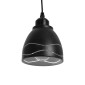 GloboStar® COOLIE 01477 Μοντέρνο Κρεμαστό Φωτιστικό Μονόφωτο Καμπάνα 1 x E27 IP20 Μαύρο & Ασημί Μέταλλο - Μ12.5 x Π12.5 x Υ11.5cm