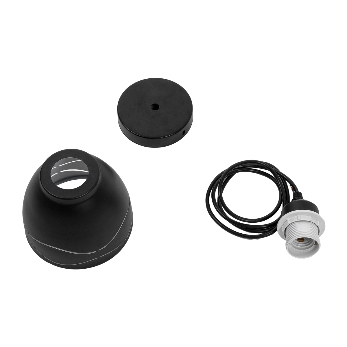 GloboStar® COOLIE 01477 Μοντέρνο Κρεμαστό Φωτιστικό Μονόφωτο Καμπάνα 1 x E27 IP20 Μαύρο & Ασημί Μέταλλο - Μ12.5 x Π12.5 x Υ11.5cm