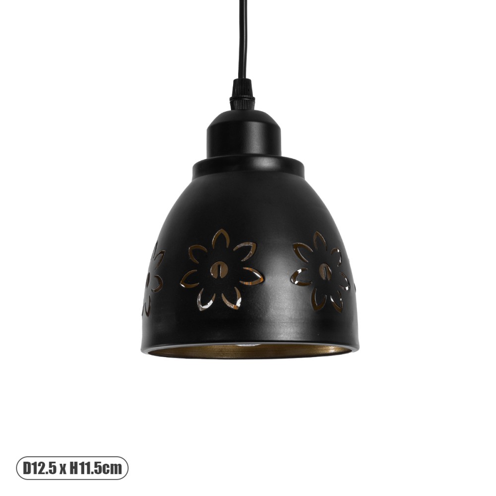 GloboStar® COOLIE 01479 Μοντέρνο Κρεμαστό Φωτιστικό Μονόφωτο Καμπάνα 1 x E27 IP20 Μαύρο & Χρυσό Μέταλλο - Μ12.5 x Π12.5 x Υ11.5cm