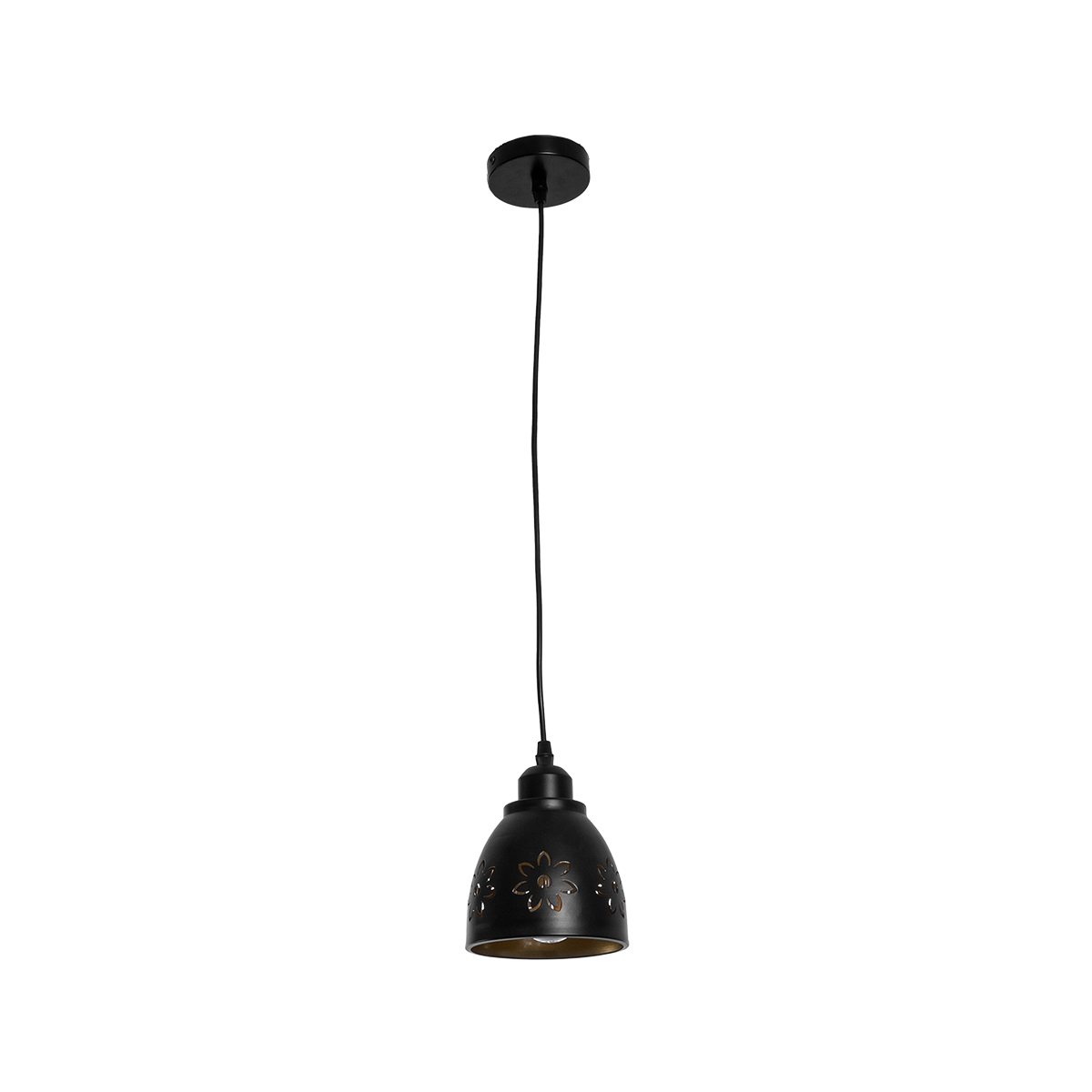 GloboStar® COOLIE 01479 Μοντέρνο Κρεμαστό Φωτιστικό Μονόφωτο Καμπάνα 1 x E27 IP20 Μαύρο & Χρυσό Μέταλλο - Μ12.5 x Π12.5 x Υ11.5cm
