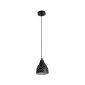 GloboStar® COOLIE 01482 Μοντέρνο Κρεμαστό Φωτιστικό Μονόφωτο Καμπάνα 1 x E27 IP20 Μαύρο & Ασημί Μέταλλο - Μ12.5 x Π12.5 x Υ11.5cm