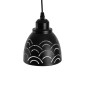 GloboStar® COOLIE 01482 Μοντέρνο Κρεμαστό Φωτιστικό Μονόφωτο Καμπάνα 1 x E27 IP20 Μαύρο & Ασημί Μέταλλο - Μ12.5 x Π12.5 x Υ11.5cm