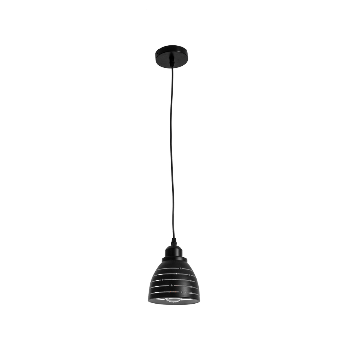 GloboStar® COOLIE 01483 Μοντέρνο Κρεμαστό Φωτιστικό Μονόφωτο Καμπάνα 1 x E27 IP20 Μαύρο & Ασημί Μέταλλο - Μ12.5 x Π12.5 x Υ11.5cm