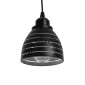 GloboStar® COOLIE 01483 Μοντέρνο Κρεμαστό Φωτιστικό Μονόφωτο Καμπάνα 1 x E27 IP20 Μαύρο & Ασημί Μέταλλο - Μ12.5 x Π12.5 x Υ11.5cm