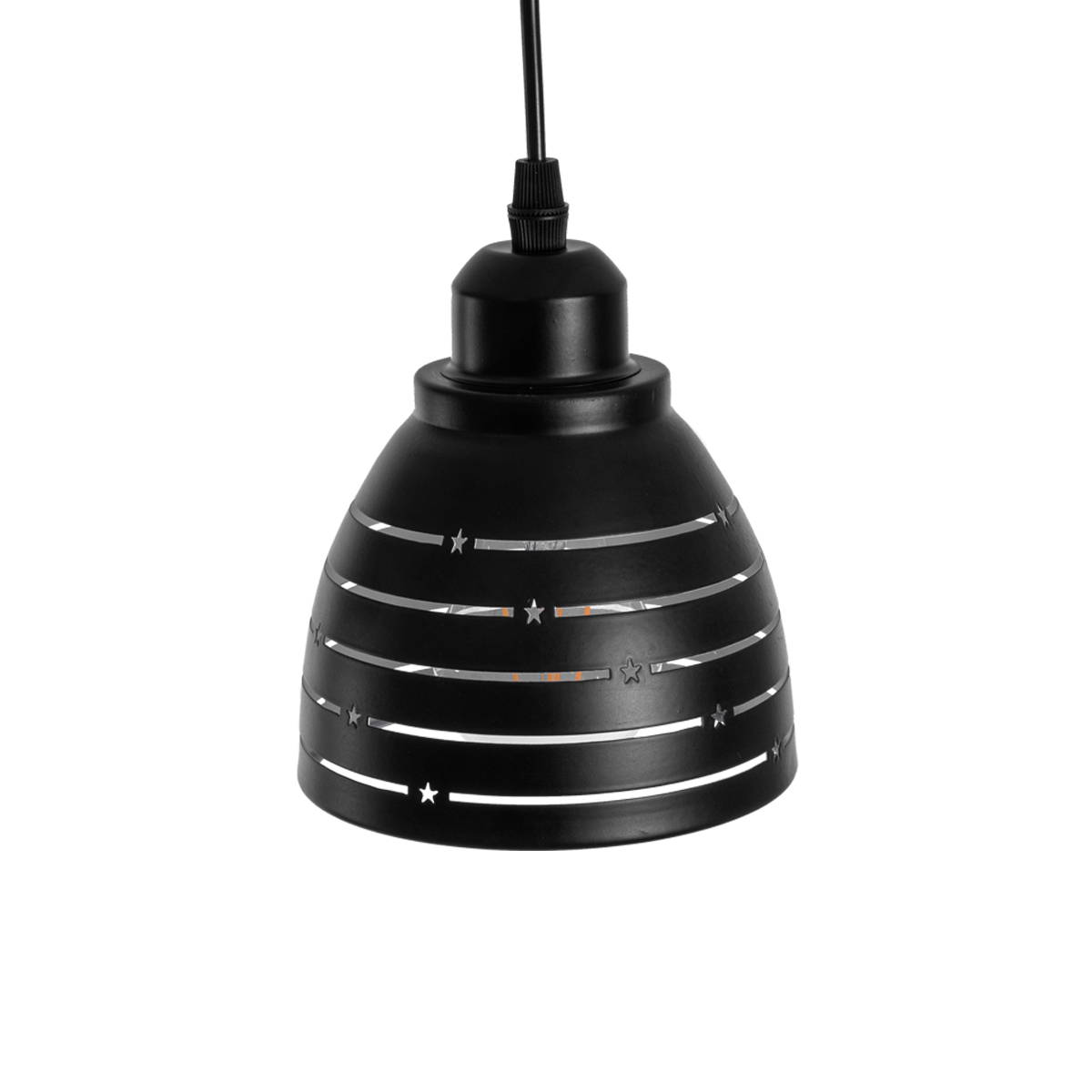 GloboStar® COOLIE 01483 Μοντέρνο Κρεμαστό Φωτιστικό Μονόφωτο Καμπάνα 1 x E27 IP20 Μαύρο & Ασημί Μέταλλο - Μ12.5 x Π12.5 x Υ11.5cm
