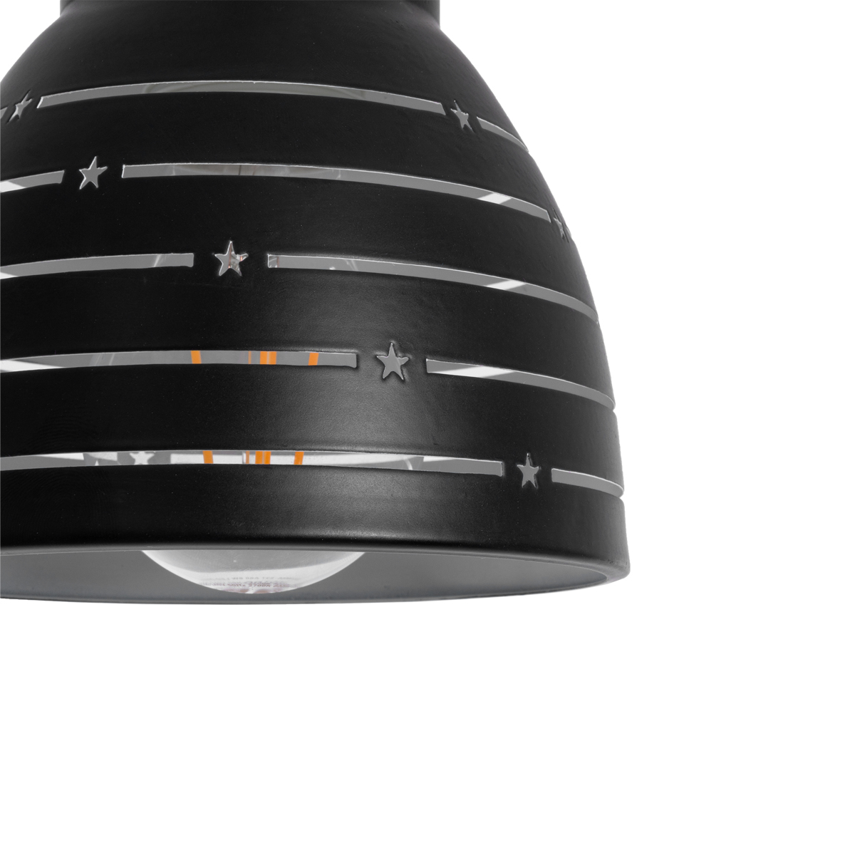 GloboStar® COOLIE 01483 Μοντέρνο Κρεμαστό Φωτιστικό Μονόφωτο Καμπάνα 1 x E27 IP20 Μαύρο & Ασημί Μέταλλο - Μ12.5 x Π12.5 x Υ11.5cm