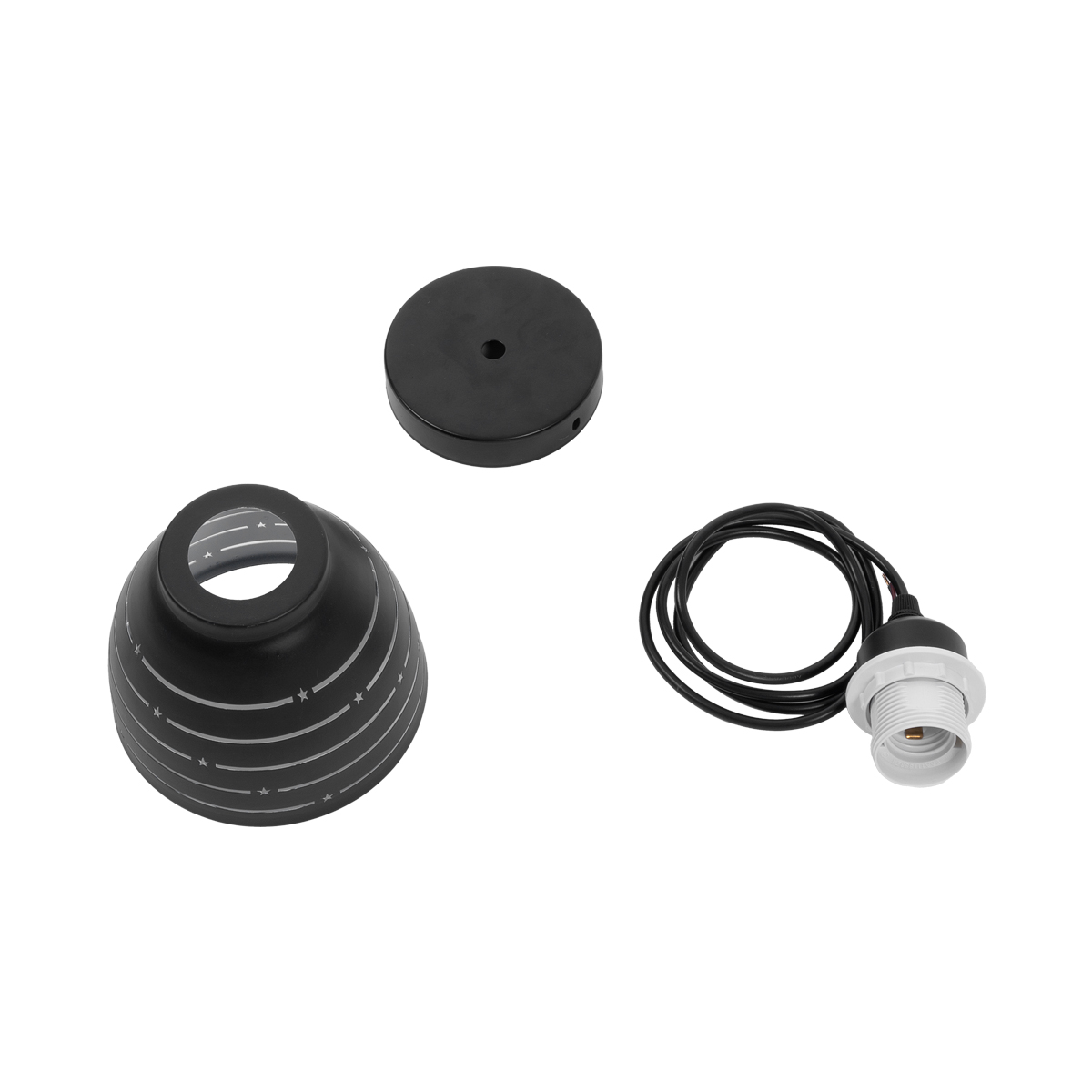 GloboStar® COOLIE 01483 Μοντέρνο Κρεμαστό Φωτιστικό Μονόφωτο Καμπάνα 1 x E27 IP20 Μαύρο & Ασημί Μέταλλο - Μ12.5 x Π12.5 x Υ11.5cm