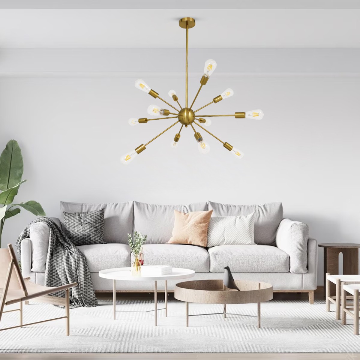 GloboStar® MILANO 01485 Μοντέρνο Φωτιστικό Οροφής Πλέγμα Πολύφωτο 12 x E27 IP20 Χρυσό Μέταλλο - Μ80 x Π80 x Υ80cm