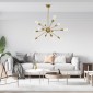 GloboStar® MILANO 01485 Μοντέρνο Φωτιστικό Οροφής Πλέγμα Πολύφωτο 12 x E27 IP20 Χρυσό Μέταλλο - Μ80 x Π80 x Υ80cm