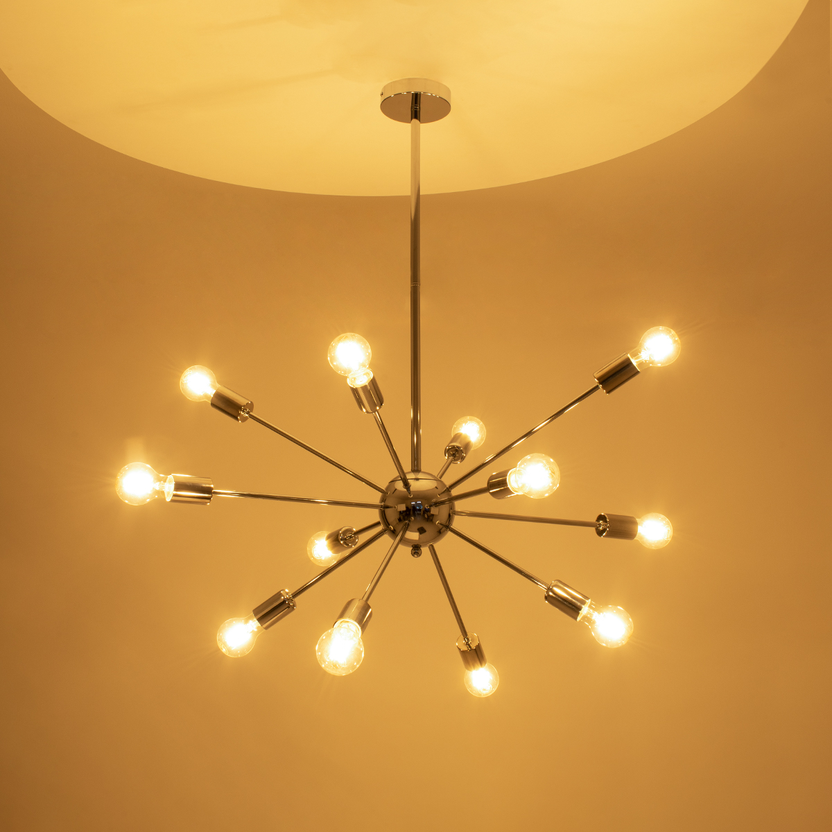 GloboStar® MILANO 01487 Μοντέρνο Φωτιστικό Οροφής Πλέγμα Πολύφωτο 12 x E27 IP20 Ασημί Μέταλλο - Μ80 x Π80 x Υ80cm