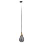 GloboStar® NOAH 01489 Μοντέρνο Κρεμαστό Φωτιστικό Ανάρτηση Μονόφωτο 1 x E27 IP20 Γκρι Γυαλί με Μπεζ Ξύλο - Μ16 x Π16 x Υ30cm