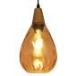 GloboStar® NOAH 01490 Μοντέρνο Κρεμαστό Φωτιστικό Ανάρτηση Μονόφωτο 1 x E27 IP20 Μελί Γυαλί με Μπεζ Ξύλο - Μ16 x Π16 x Υ30cm