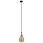 GloboStar® NOAH 01490 Μοντέρνο Κρεμαστό Φωτιστικό Ανάρτηση Μονόφωτο 1 x E27 IP20 Μελί Γυαλί με Μπεζ Ξύλο - Μ16 x Π16 x Υ30cm