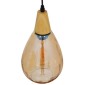 GloboStar® NOAH 01490 Μοντέρνο Κρεμαστό Φωτιστικό Ανάρτηση Μονόφωτο 1 x E27 IP20 Μελί Γυαλί με Μπεζ Ξύλο - Μ16 x Π16 x Υ30cm