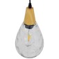 GloboStar® NOAH 01491 Μοντέρνο Κρεμαστό Φωτιστικό Ανάρτηση Μονόφωτο 1 x E27 IP20 Διάφανο Γυαλί με Μπεζ Ξύλο - Μ16 x Π16 x Υ30cm